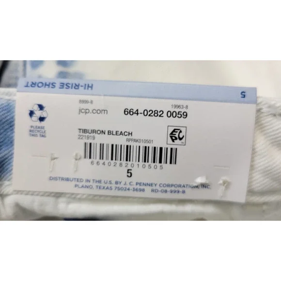 Arizona Jean Shorts Womens Jrs 5 High-Rise White Bleach Tie-Dye Indie Boho New - Picture 5 of 12